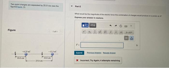 Solved Two point charges are separated by 25.0 cm (seo the | Chegg.com