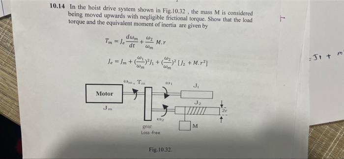 Solved 10.14 In the hoist drive system shown in Fig.10.32, | Chegg.com