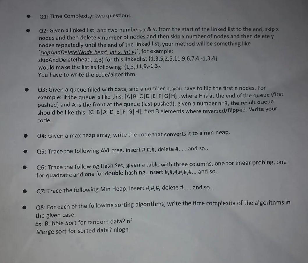Solved Q1: Time Complexity: two questions Q2: Given a linked | Chegg.com