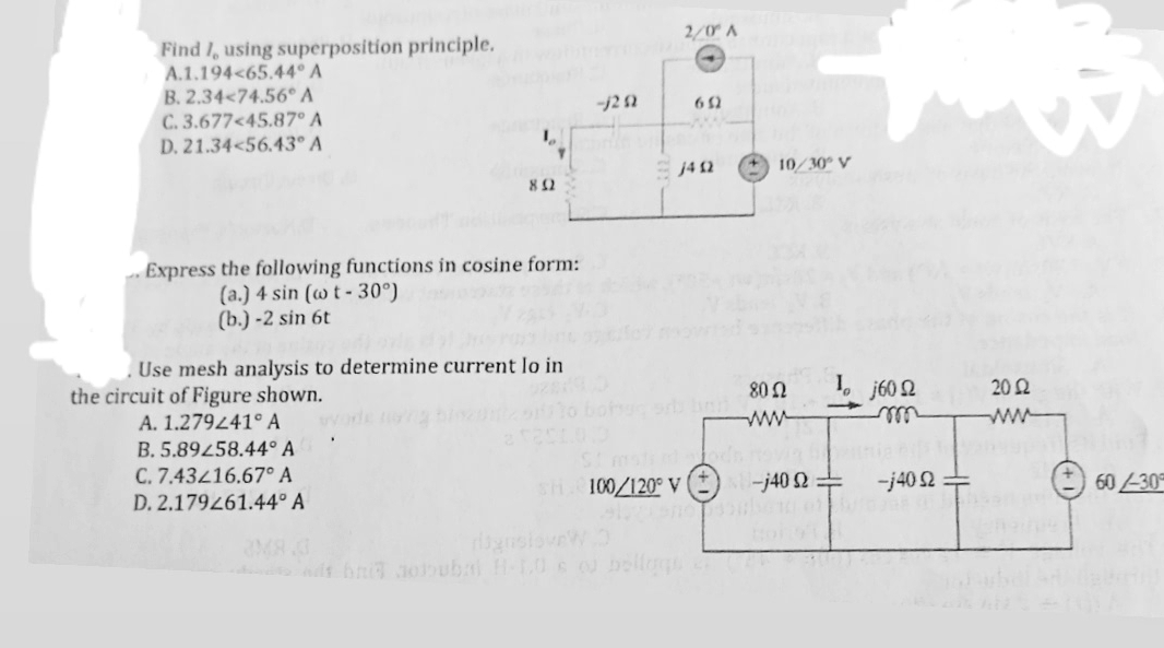 Solved Find Io ﻿using superposition | Chegg.com