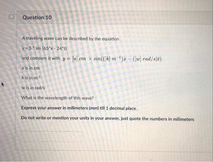 Solved A traveling wave can be described by the equation | Chegg.com