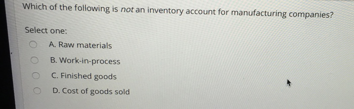 Solved Which Of The Following Is Not An Inventory Account | Chegg.com