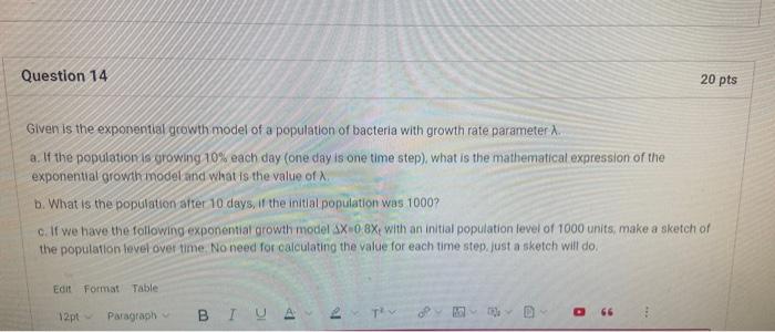 Solved Given is the exponential growth model of a population | Chegg.com