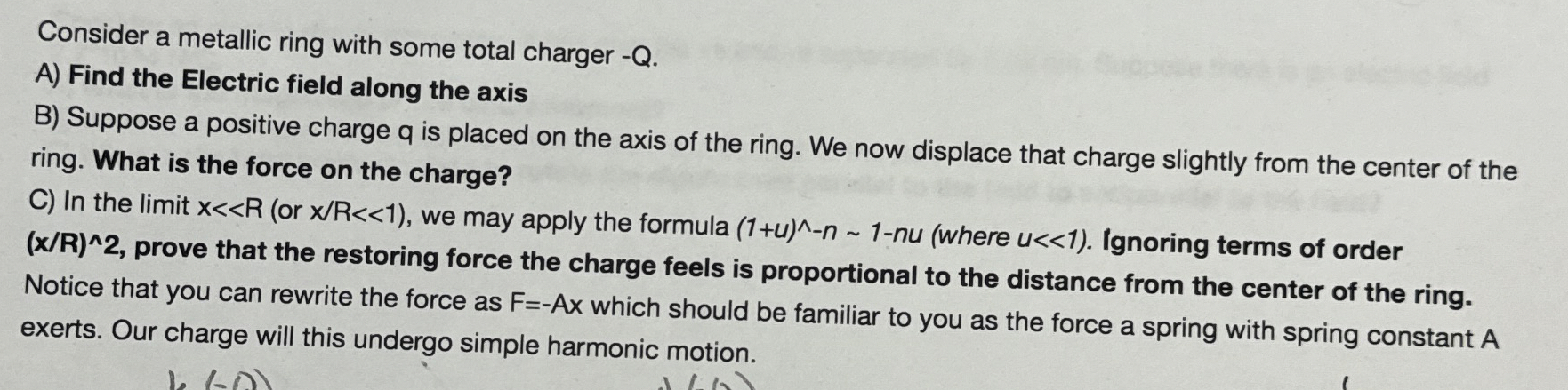 Solved Consider a metallic ring with some total charger | Chegg.com