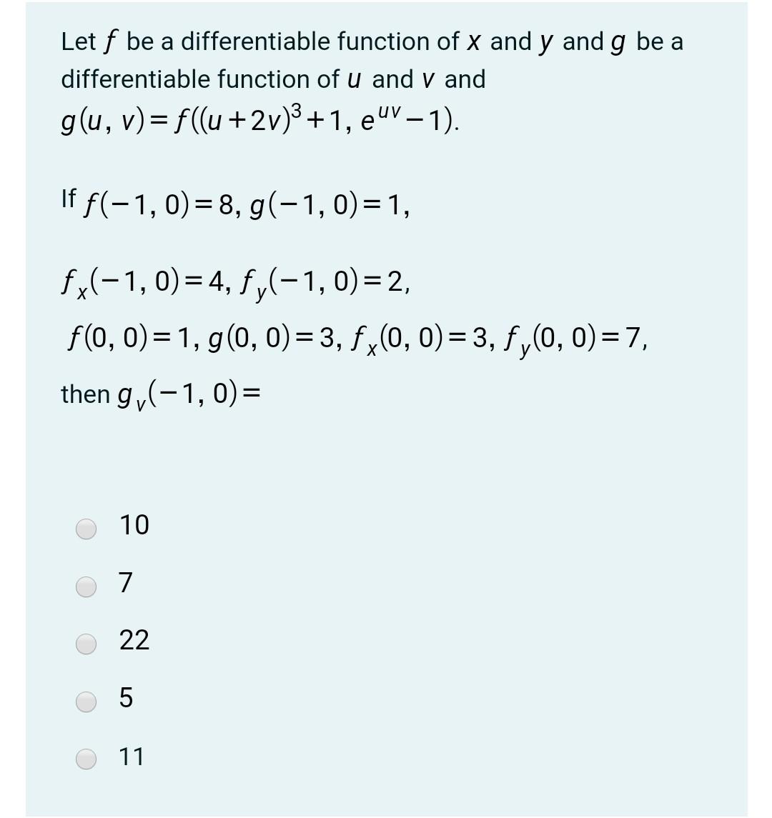 Let F Be A Differentiable Function Of X And Y And G Chegg Com