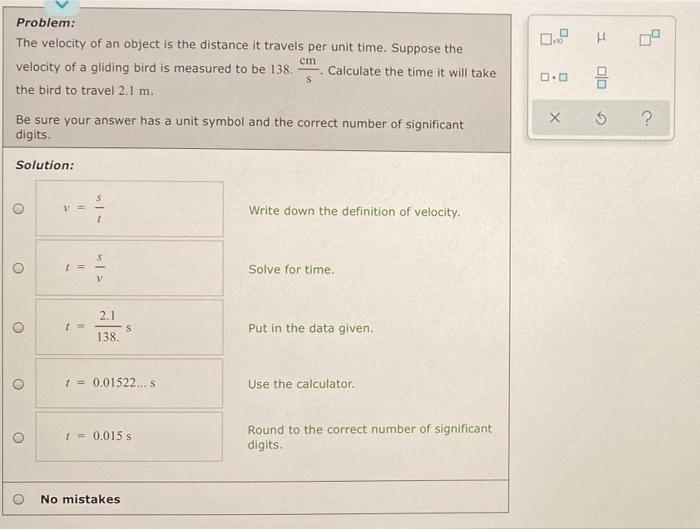 Solved Problem: The velocity of an object is the distance it | Chegg.com