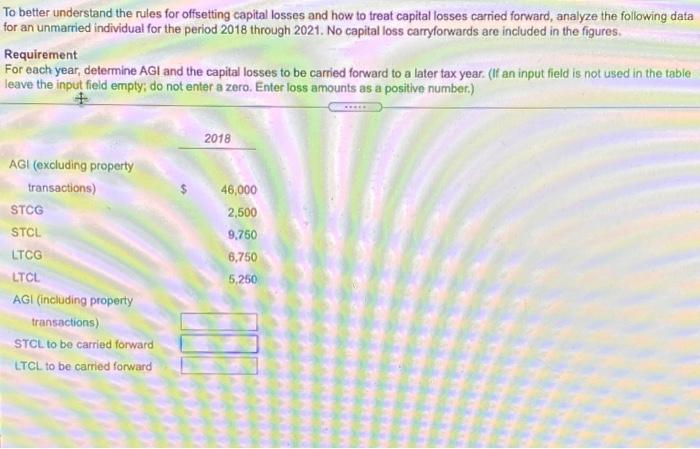 Solved To better understand the rules for offsetting capital | Chegg.com