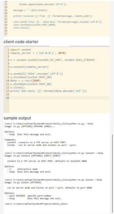 Solved PYTHON echo client server in this programming | Chegg.com