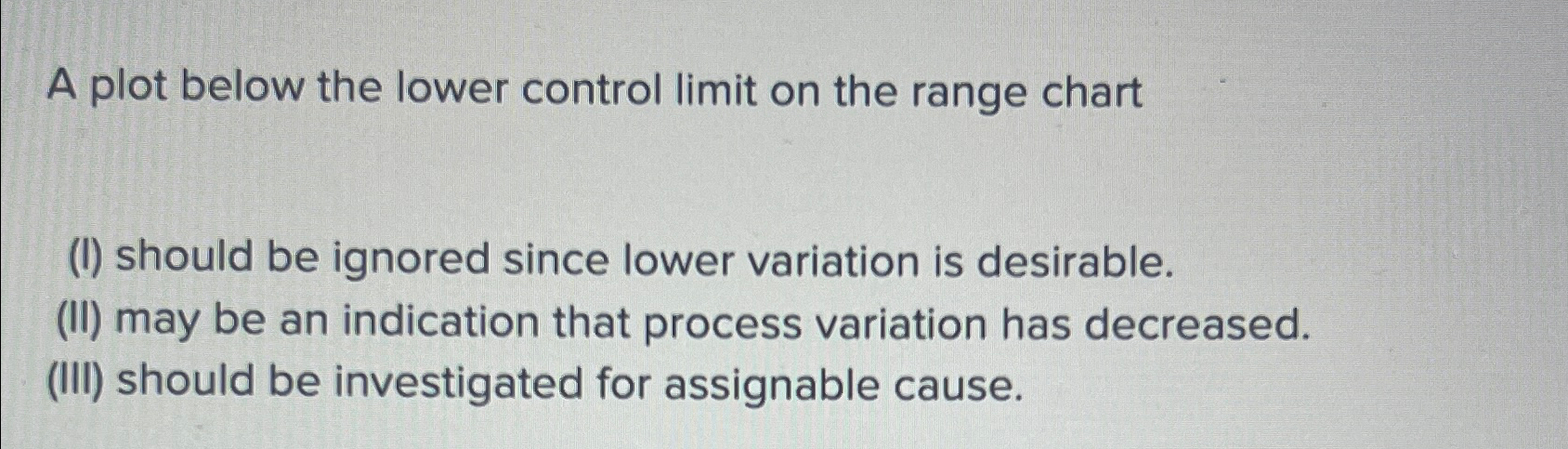 Solved A plot below the lower control limit on the range | Chegg.com