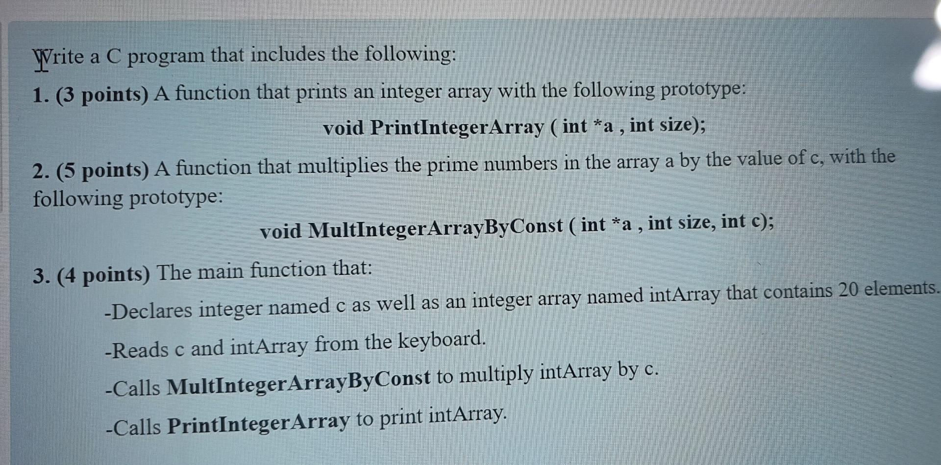 Solved Write a C program that includes the following: 1. (3 | Chegg.com