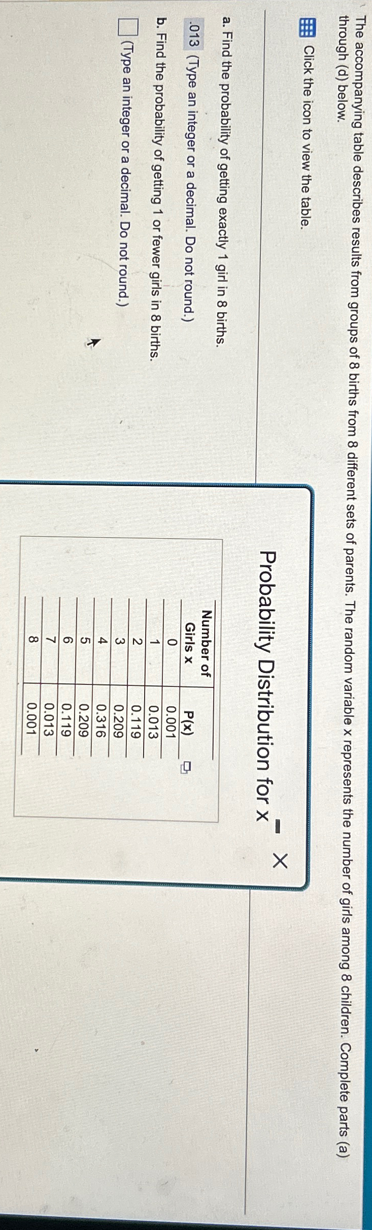 Solved The accompanying table describes results from groups | Chegg.com