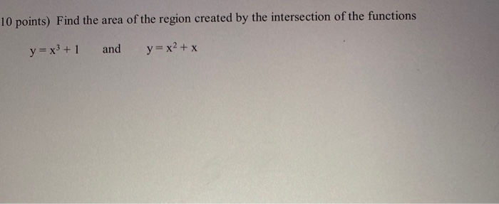 Solved 10 points) Find the area of the region created by the | Chegg.com