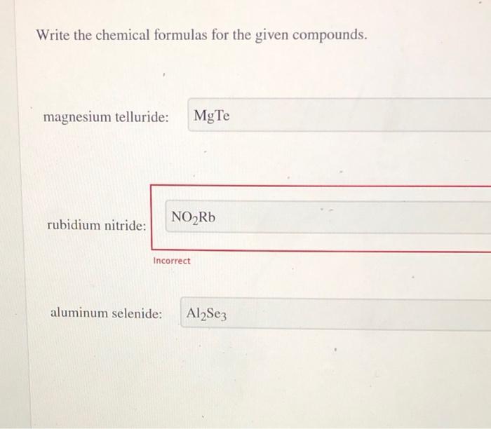 Solved write the chemical formulas for the given compounds chegg