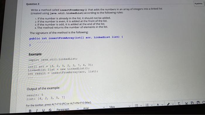 Solved Question 3 A points Write a method called insert | Chegg.com