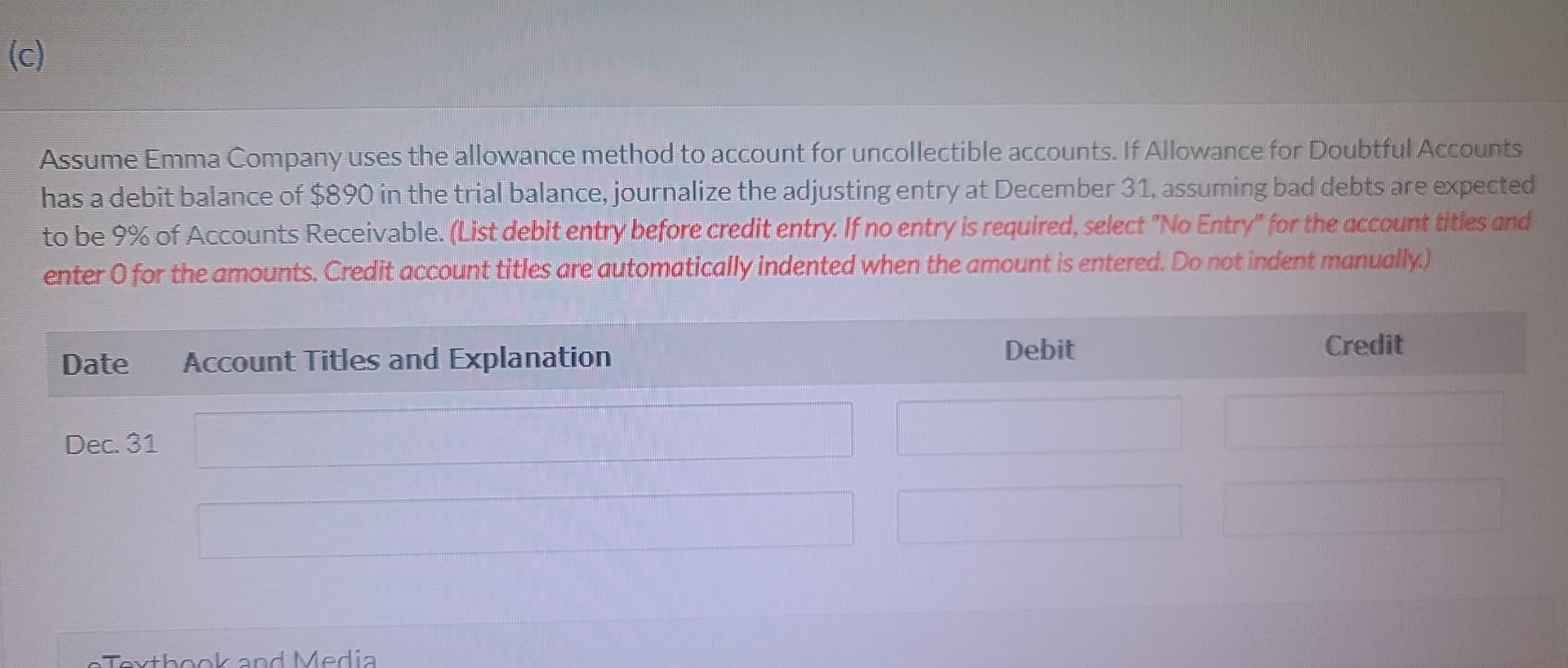 Assume Emma Company uses the allowance method to | Chegg.com