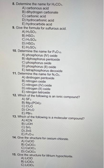 Solved 1. Determine the name for TICO3. Remember that | Chegg.com