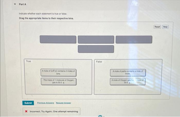 Solved Part A Indicate whether each statement is true or | Chegg.com