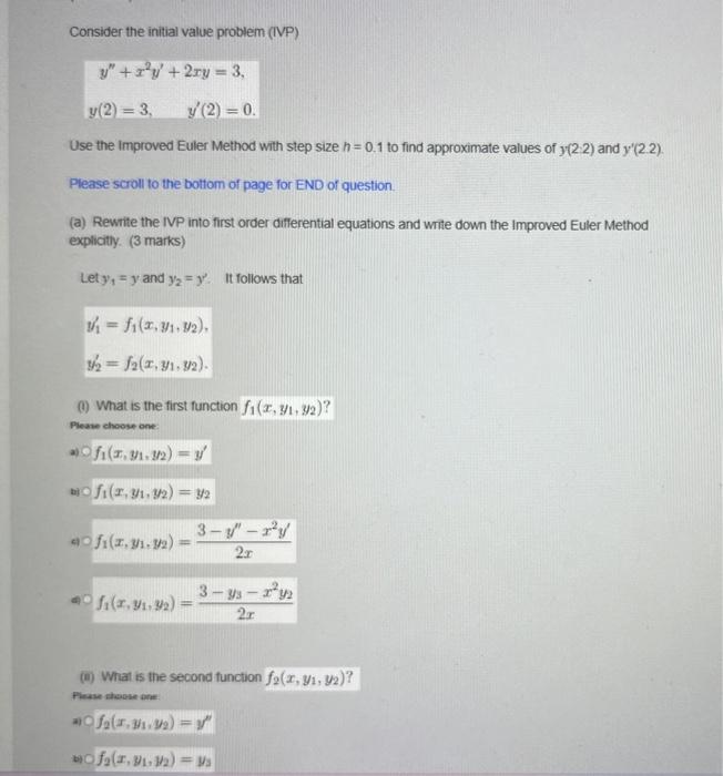 Solved Consider The Initial Value Problem Ivp