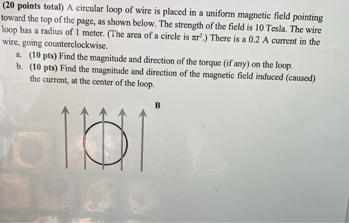 Solved (20 points total) A circular loop of wire is placed | Chegg.com