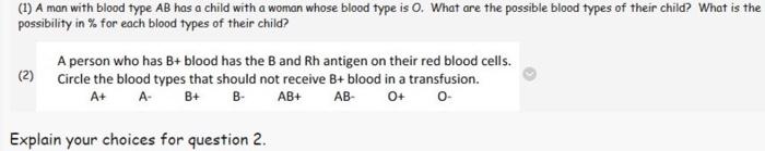 Solved Can Someone Help Me Plz A Man With Blood Type