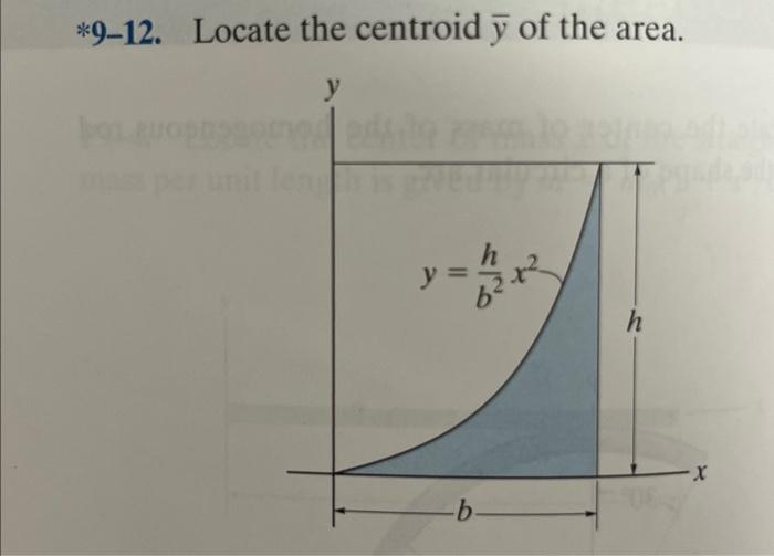 *9-12. Locate the centroid \( \bar{y} \) of the area.