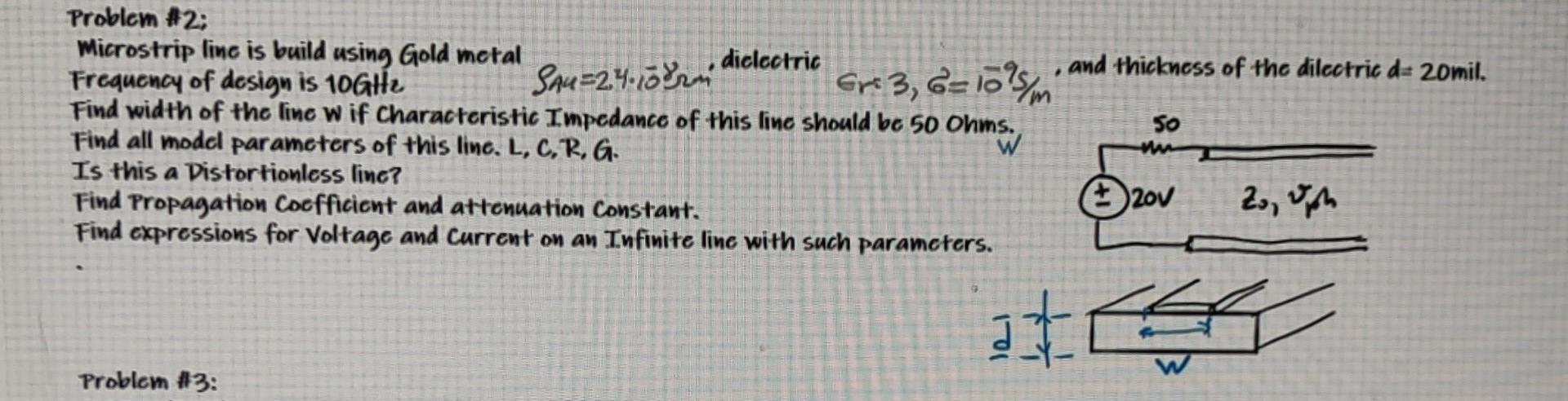 Solved Sau=24. Er dielectric Problem #2: Microstrip line is | Chegg.com