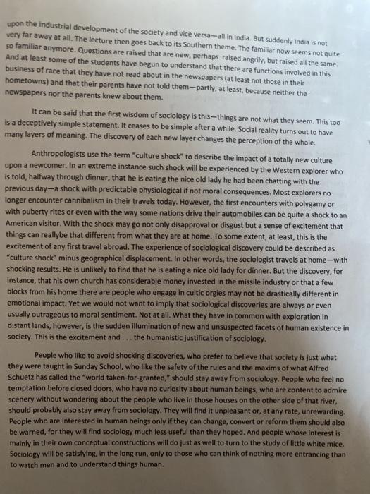 Solved 1. What is the sociological perspective, according to