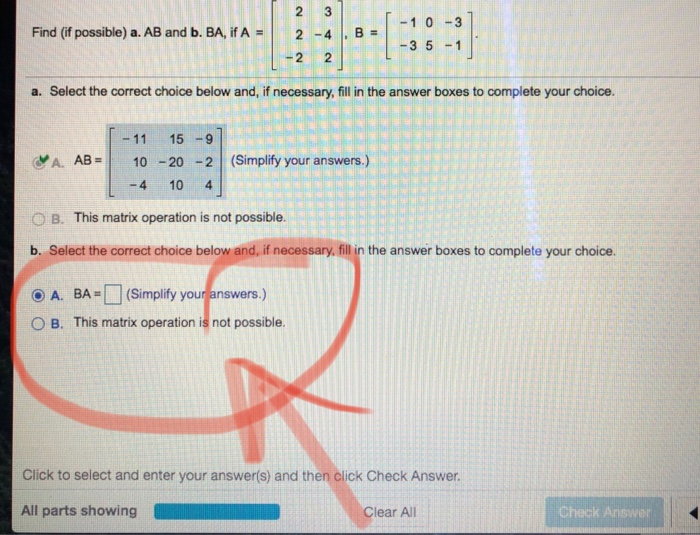 Solved Find (if possible) a. AB and b. BA, if A = NNN 2-4. B | Chegg.com