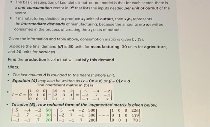 LEONTIEF INPUT-OUTPUT MODEL Is Known To Has | Chegg.com