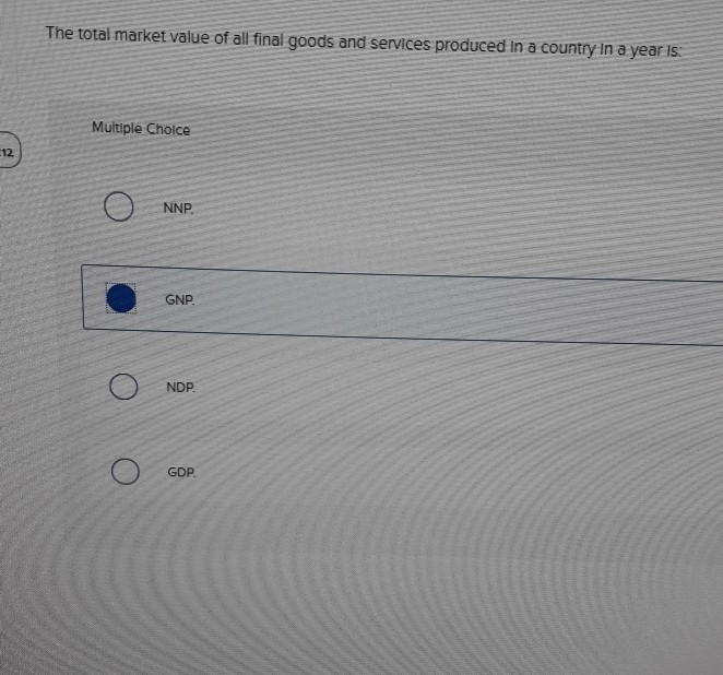 Solved The total market value of all final goods and | Chegg.com