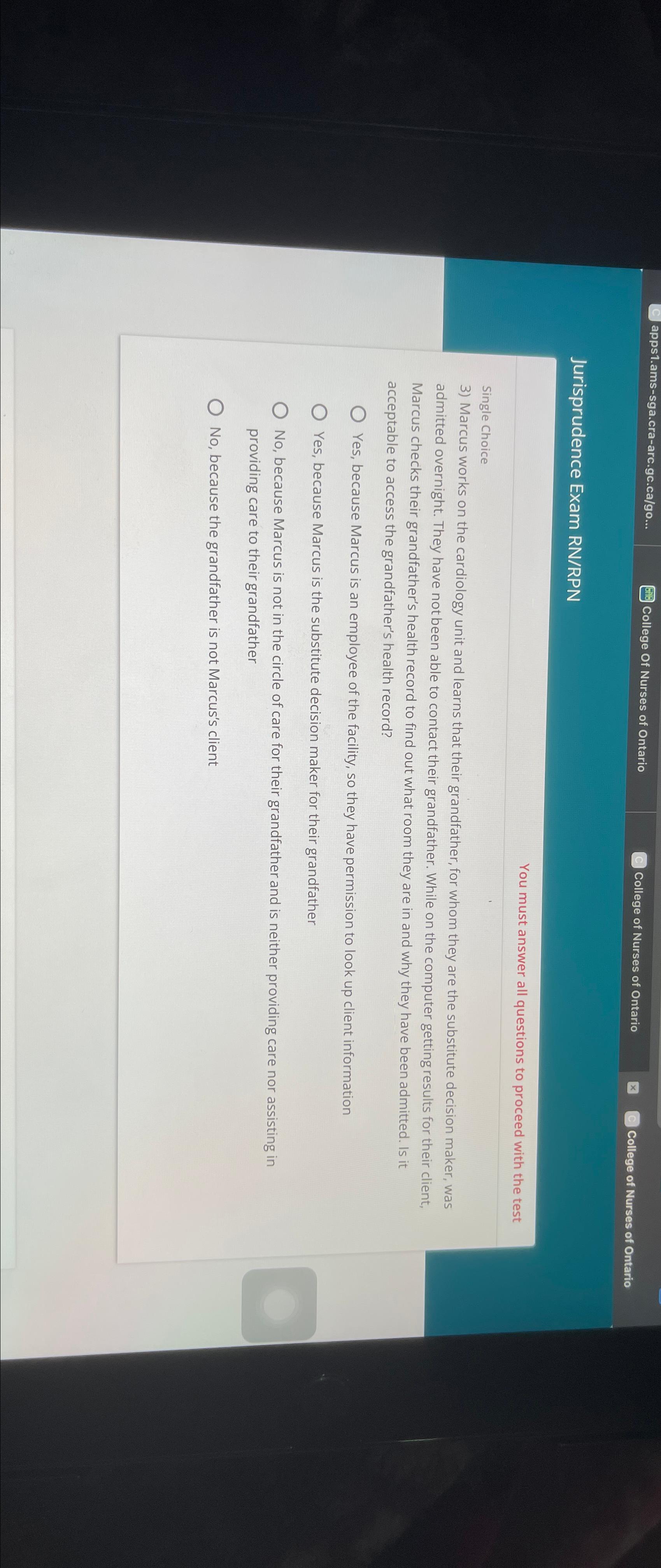 Solved apps1.amssga.craarc.gc.ca/go...College Of Nurses of