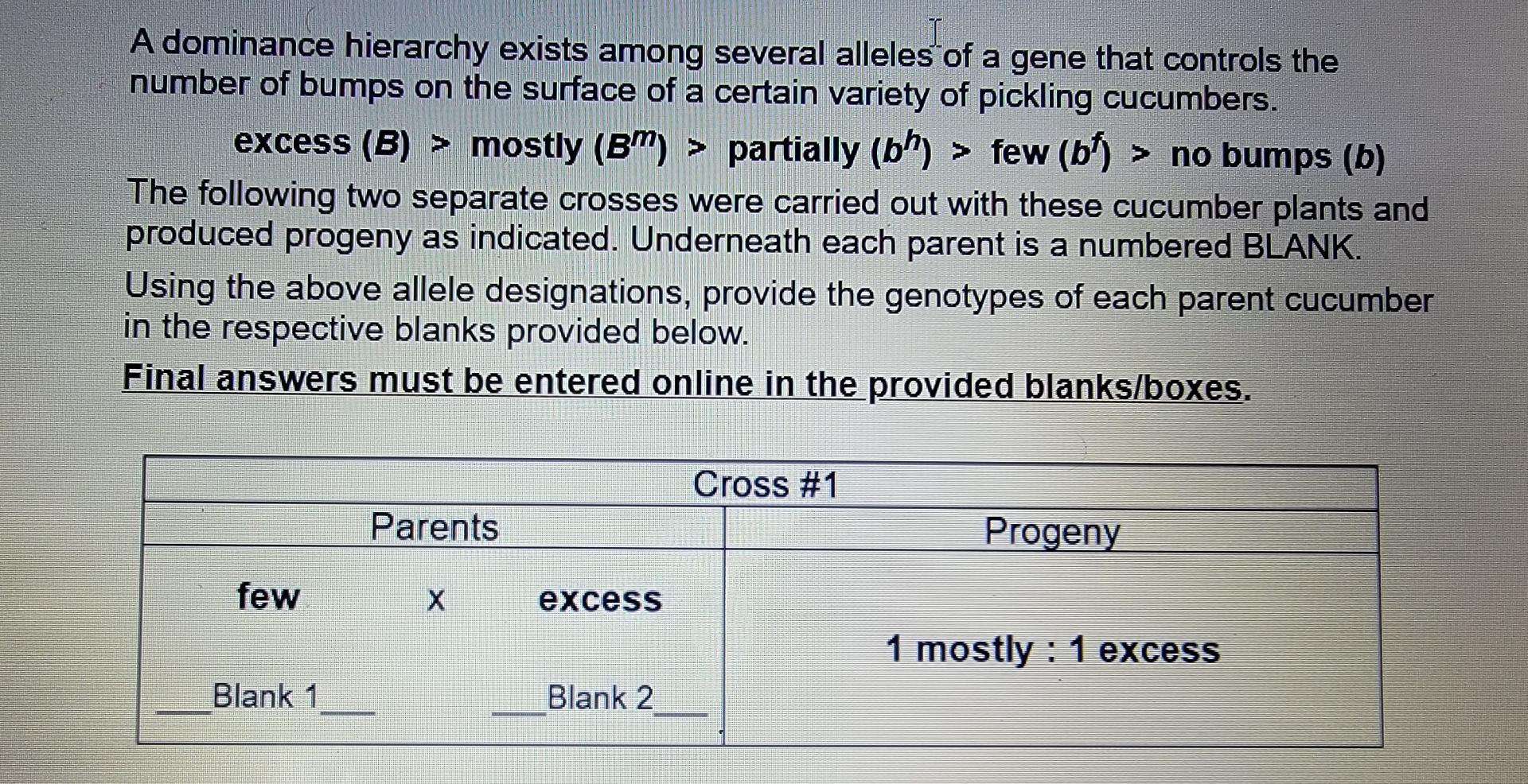 Solved A dominance hierarchy exists among several alleles of | Chegg.com