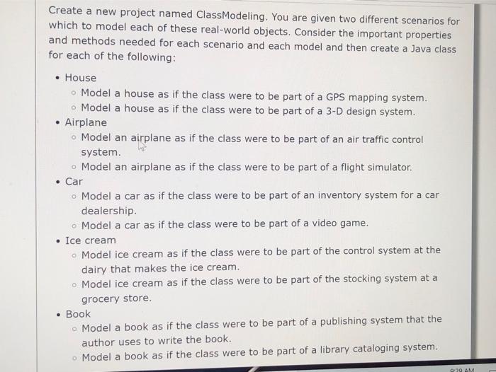 Solved Create a new project named ClassModeling. You are | Chegg.com