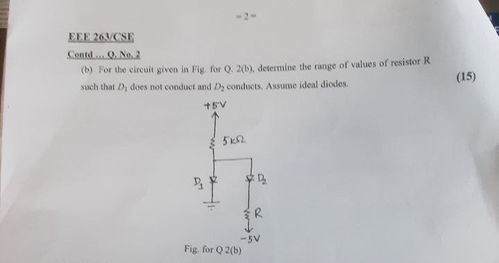 Solved (b) ﻿For the circuit given in Fig, for Q. 2(b), | Chegg.com