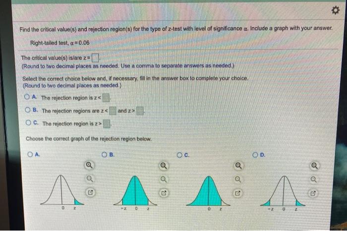 Solved Find the critical value(s) and rejection region(s) | Chegg.com