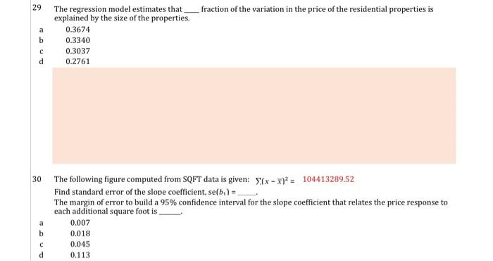 Solved Questions 27-30 are based on the following regression | Chegg.com