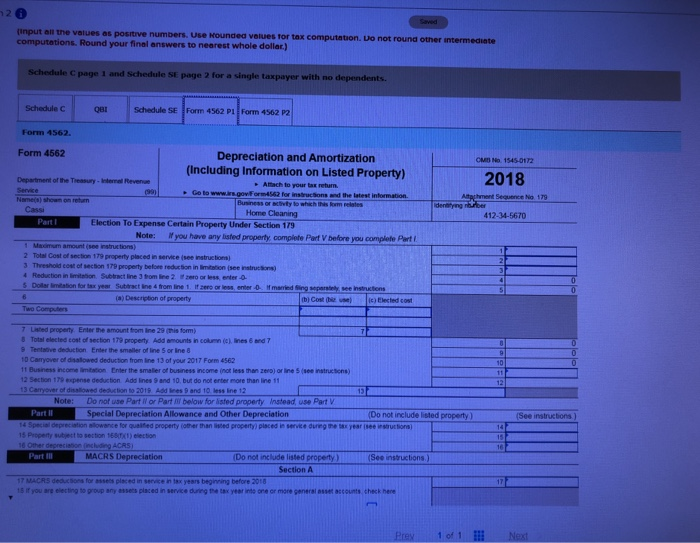 ination 2 A Cassi (SSN 412345670) has a cashbasis