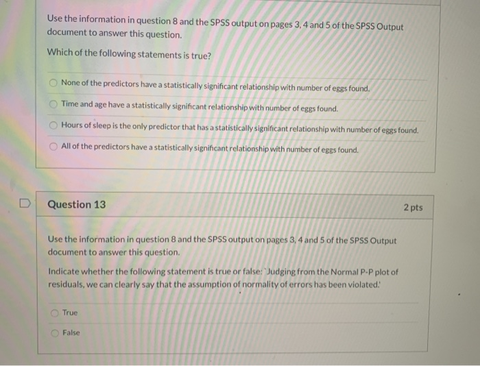 Solved Use the information in question 8 and the SPSS output | Chegg.com