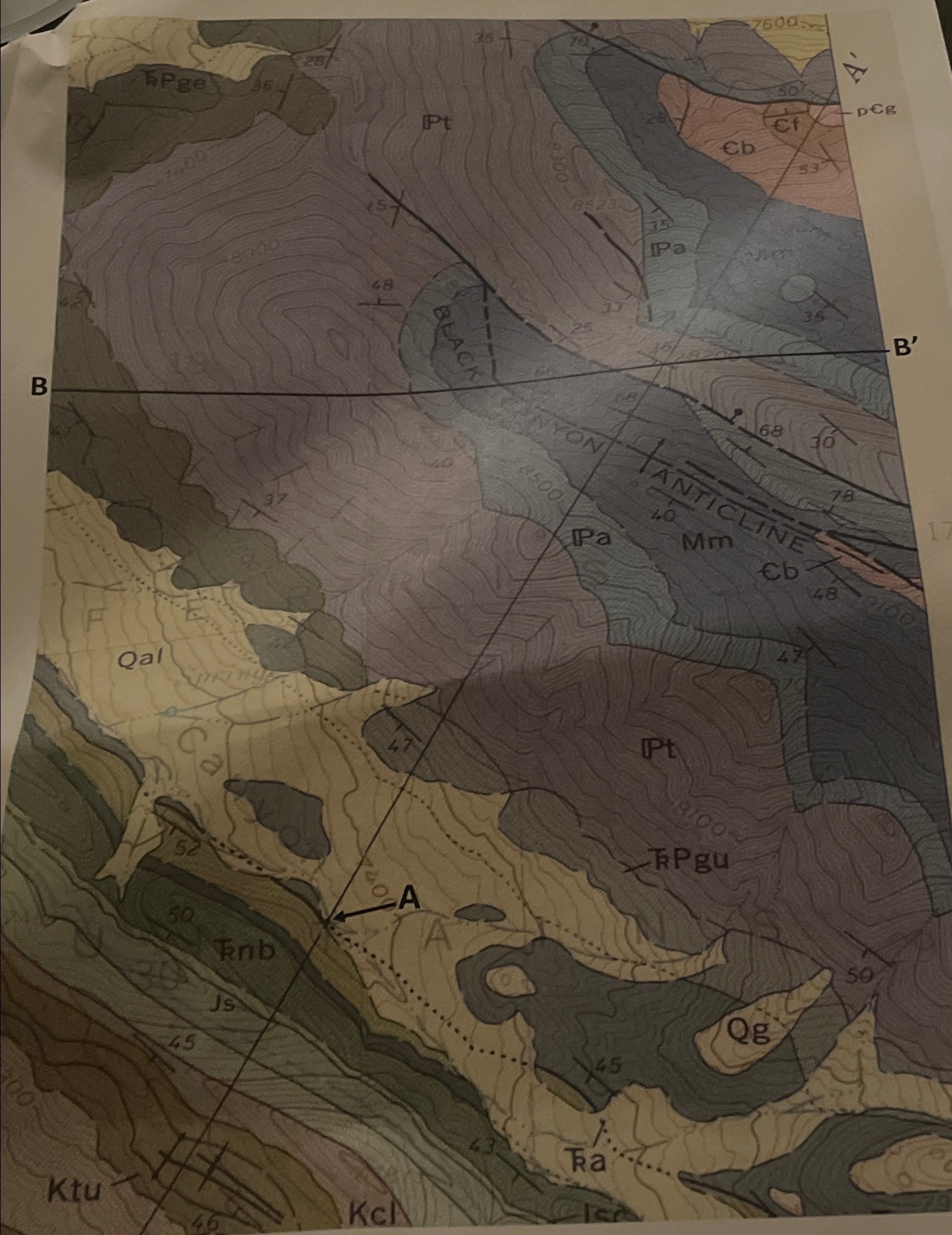 Solved A colored geologic map and accompanying explanation Chegg com