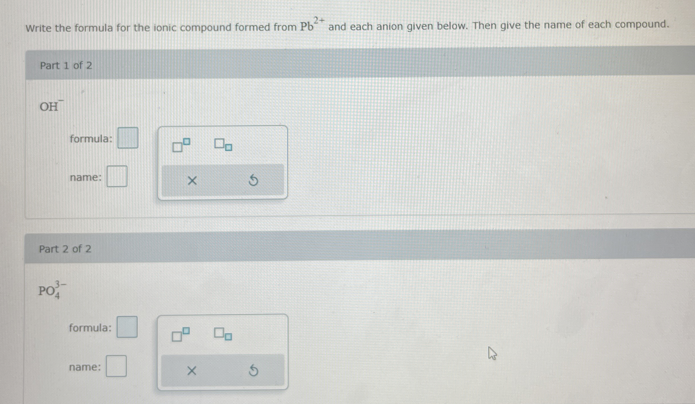 Solved Write the formula for the ionic compound formed from