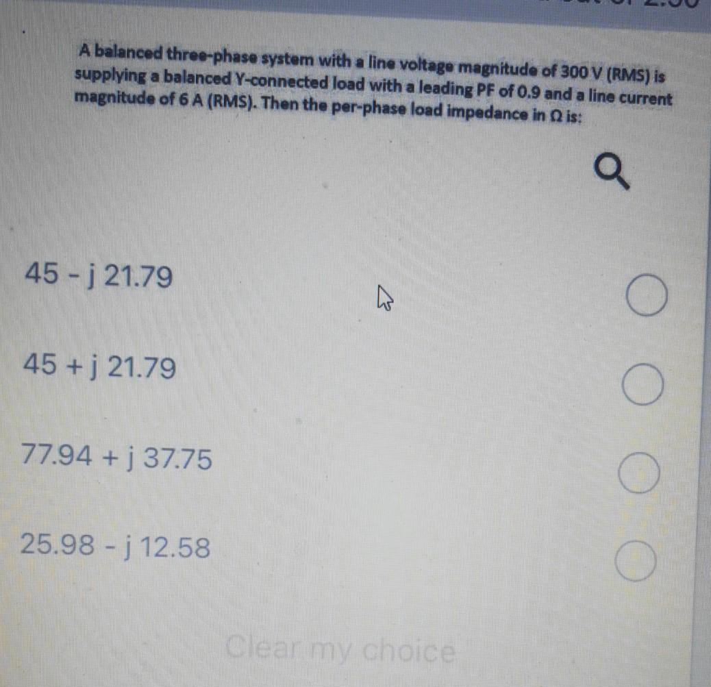 Solved A balanced three-phase system with a line voltage | Chegg.com