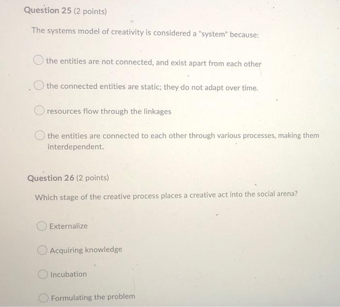 Solved Question 25 (2 points) The systems model of | Chegg.com