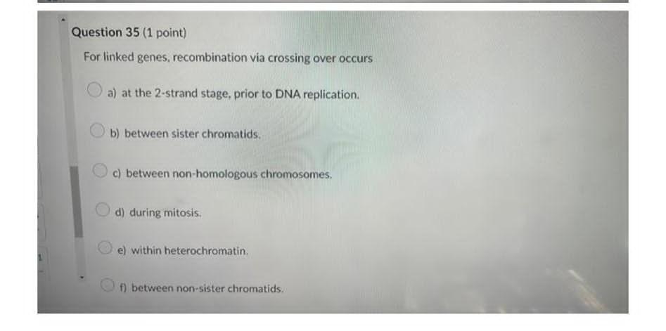 Solved For Linked Genes, Recombination Via Crossing Over | Chegg.com