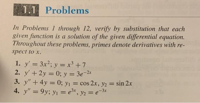 Solved 1.1 Problems In Problems 1 through 12, verify by | Chegg.com