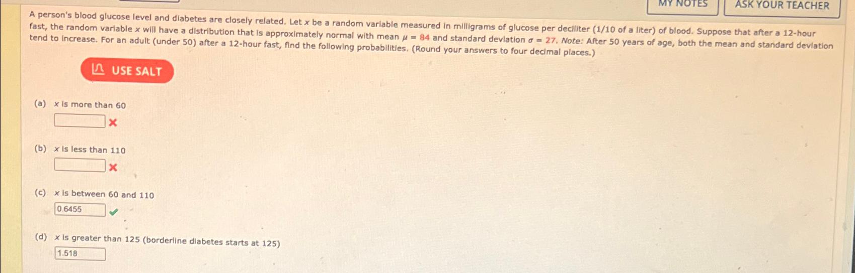 Solved A prrson's blood glucose and diabetes are closey | Chegg.com