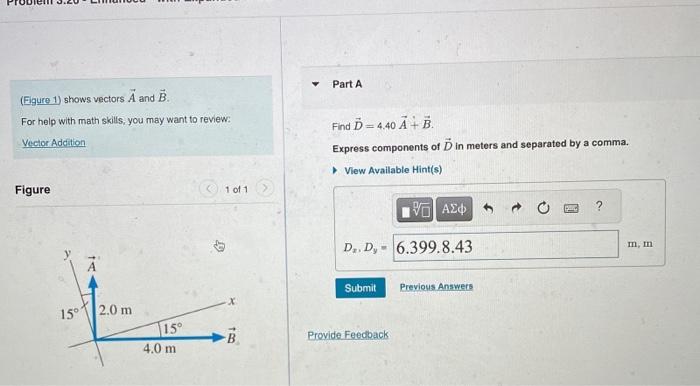 Solved (Figure 1) Shows Vectors A And B. For Help With Math | Chegg.com