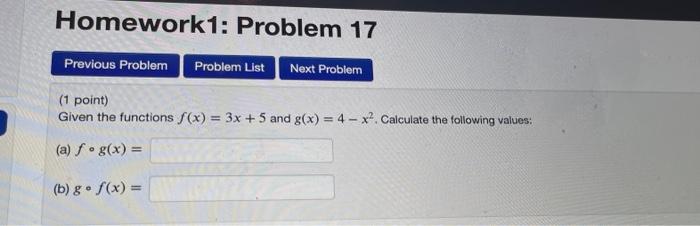 Solved Homework1: Problem 17 Previous Problem Problem List | Chegg.com