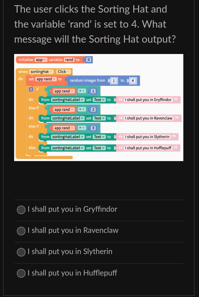 Solved In Harry Potter Series The Sorting Hat chose or | Chegg.com