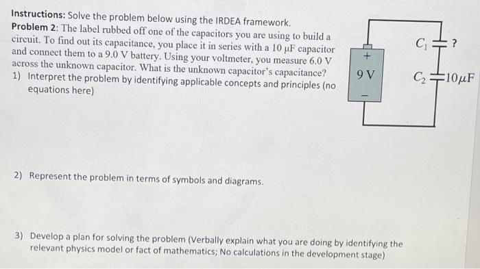 Solved Instructions: Solve the problem below using the IRDEA | Chegg.com