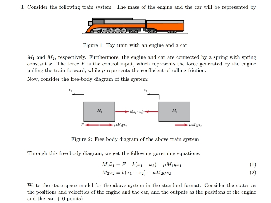 Solved Consider the following train system. The mass of the | Chegg.com